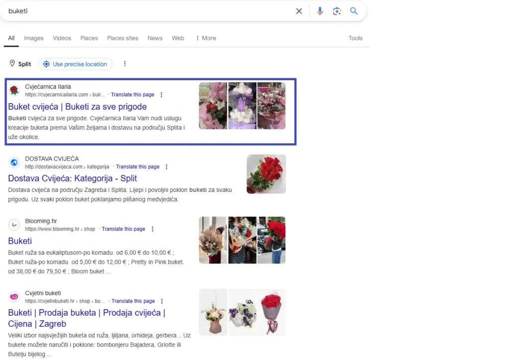 Organska pretraga za Buketi